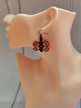 Handmade Multicolor Butterfly Bead Drop Earrings - Women Jewelry